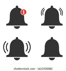 Notification bells icon, Doorbell icons isolated on white background.  for app youtube, Notification alarm for subscriber, vector Illustration