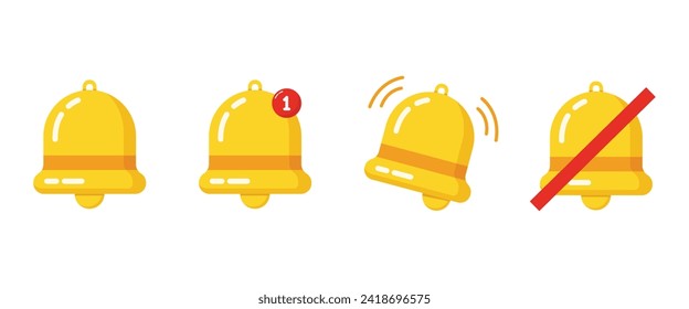 Icono de las campanas de notificación. Llama para el reloj despertador y la aplicación para smartphone. Ilustración vectorial