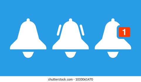 Notification bells icons set. Minimalistic design. Incoming messages concept. Do not disturbe icon. Alarm icon. 