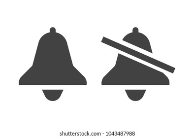 Notification bells icons set. Minimalistic design. Incoming messages concept. Do not disturbe icon. Alarm icon. 