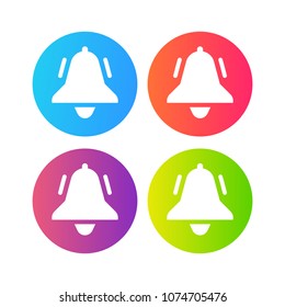 Notification bells icons set. Minimalistic design. Incoming messages concept. Do not disturbe icon. Alarm icon. Gradient background.