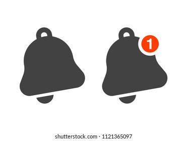 Notification bells icons set. Minimalistic design. Incoming messages concept. Do not disturbe icon. Alarm icon. 