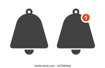 Notification bells icons set. Minimalistic design. Incoming messages concept. Do not disturbe icon. Alarm icon. 