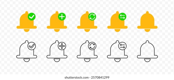 Notification bells outline icon. Push notification. SMS notification on the screen of the smartphone. Sms popup. Social network	
