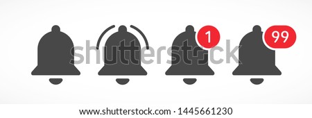 Notification bells social media. Message bell icon. Set bell symbols for web, app, ui. Social media concept. Vector illustration. EPS 10