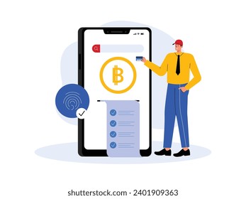 Notification of billing details from e wallet account, secure payment vector illustration.