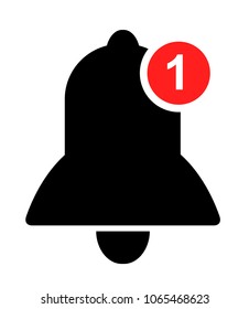 Notification black icon vector. bell with a red circle