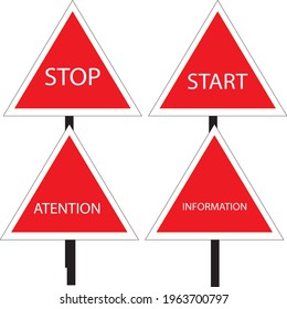 Notification board icon design for stop, start, attention and information. Suitable for wallpaper, stickers, additional elements