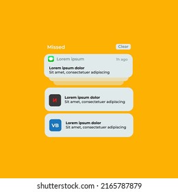Notification Boxes Template for Iphone. Smartphone Message Interface. Vector illustration. Android. Smartphone. IMessages. We Chat. Line. Whatsapp. Samsung Galaxy. Netflix and Facebook Notif.