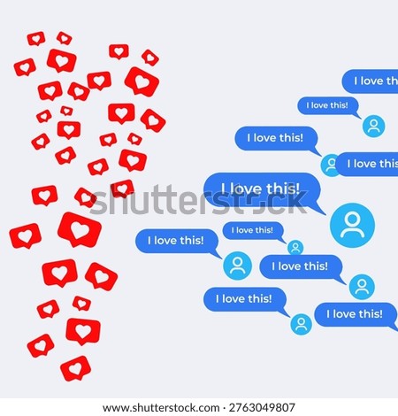 Notification Boxes Template for Iphone. Smartphone Message Interface. Vector illustration. Android. Smartphone. IMessages. We Chat. Line. Whatsapp. Samsung Galaxy. Facebook. TikTok. Push notifications icons. Message bubble icons. Flat style. Vector icon