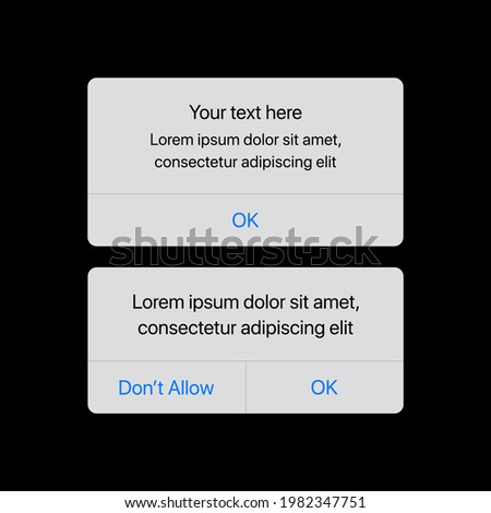Notification Boxes Template. Smartphone Warning or Message Interface. Vector illustration