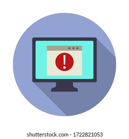 notification in the browser long shadow icon. Simple color vector of virus and antivirus icons for ui and ux, website or mobile application