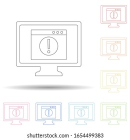 Notificación en el navegador en el icono de estilo multicolor. Línea delgada simple, contorno vectorial de iconos antivirus para ui y ux, sitio web o aplicación móvil