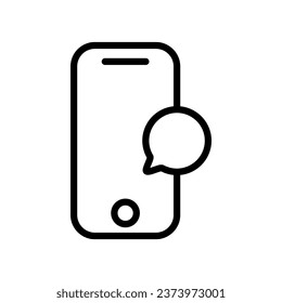 Burbuja de notificación por teléfono. Esquema, notificación de pantalla, pantalla de teléfono, burbuja de notificación. Icono de vector
