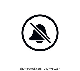 Notification button icon. Mute notification icon. No sound, no bell, silent notifications symbol vector design and illustration.

