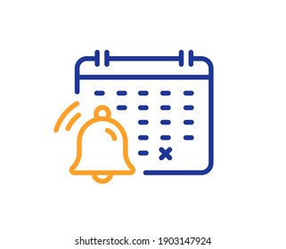 Notification calendar line icon. Bell alarm reminder sign. Alarm clock symbol. Quality design element. Line style notification calendar icon. Editable stroke. Vector