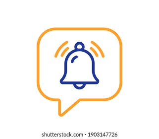 Notification chat bubble line icon. Bell alarm reminder sign. Alarm clock symbol. Quality design element. Line style notification bubble icon. Editable stroke. Vector