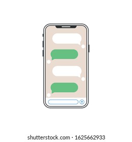 Notification of chat messages on a smartphone vector illustration, flat sms bubbles on a mobile phone screen.