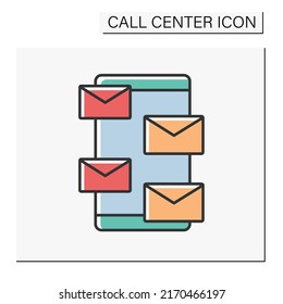 Notification color icon. Dialogue clouds. Exchanging messages. Call center concept. Isolated vector illustration