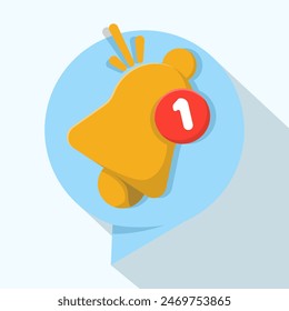 Bell Notification Pop up Concepto, Número de notificaciones nuevas sin abrir o leídas, recordatorios de mensajes no leídos, correos electrónicos y mensajes, campañas de email marketing, nuevos mensajes de correo electrónico, Ilustración vectorial plana.