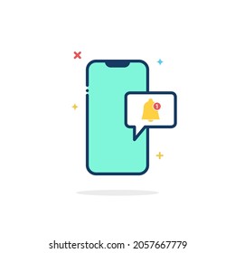 notification concept. New notification on the smartphone screen. Vector illustration in flat style.