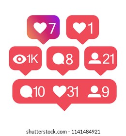 notification counter icon vector, social media icon. like comment follower symbol for social reactions