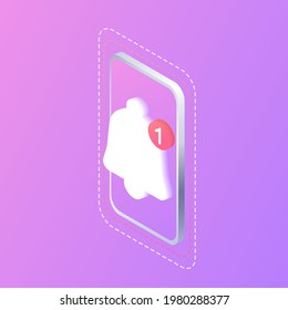 Notification. Digital communication. Instant messenger,  notification mobile smartphone for chatting in social media. Landing page, template, web,  banner, homepage. 