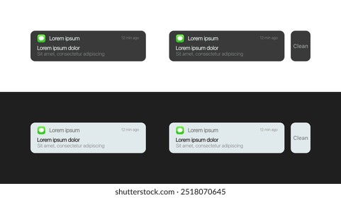 Ícones do conjunto de feeds de notificação. Estilo plano. Ícones de vetor.