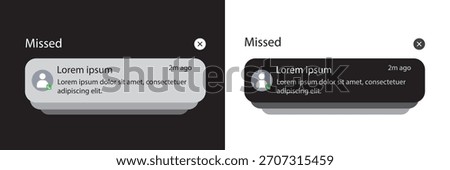 Notification feed set icons. Flat style. Vector icons. Notification template Message Interface. Message bubble icons.