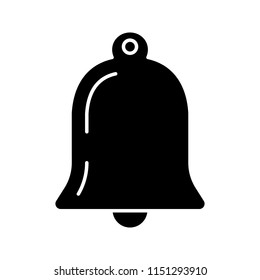 Notification glyph icon.  Bell. Reminder alarm. Silhouette symbol. Negative space. Vector isolated illustration