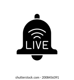 Notification glyph icon. Live Stream. Vector fill black illustration.