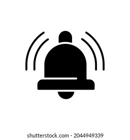 Notification glyph icon. Vector fill black illustration.
