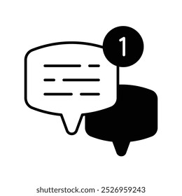 Icono de glifo de notificación con fondo blanco Vector Ilustración de stock