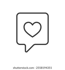 Notification with heart, icon in line design. Notification, heart, alert, message, message box, love, reminder on white background vector. Notification with heart editable stroke icon