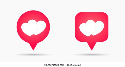 Notification heart icon set. Social network app icon. Vector illustration