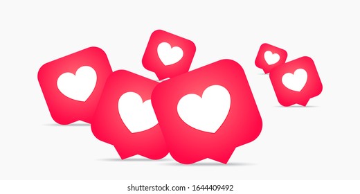 Notification heart icon set. Social network app icon. Vector illustration