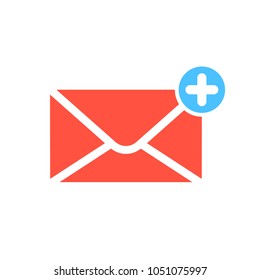 Notification icon with add sign. Notification icon and new, plus, positive symbol. Vector icon