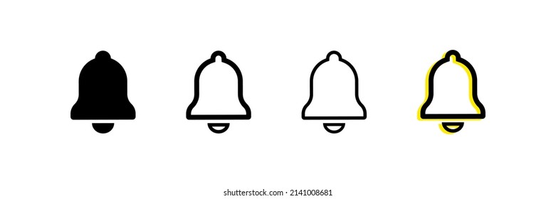 Notification icon. Alert vector symbols. Simple bell sign. Filled and Line Icons. EPS10 