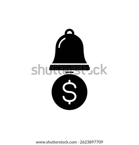 Notification Icon with Bell and Dollar Symbol in Black