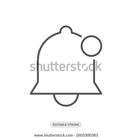 Notification icon. Bell with red dot symbol. Social media network vector illustration in line style.