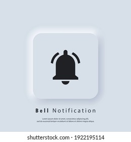 Notification icon. Bell notification and sound icons. Notification bell icon for incoming inbox message. Bell ring for alarm clock and smartphone application alert. Vector EPS 10. Neumorphic UI UX.