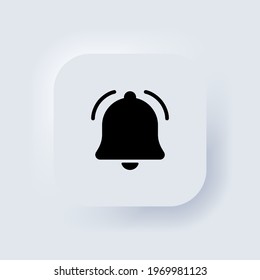Notification icon. Bell notification and sound icons. For incoming inbox message. Bell ring for alarm clock and smartphone application alert. Neumorphic UI UX. Neumorphism. Vector EPS 10.