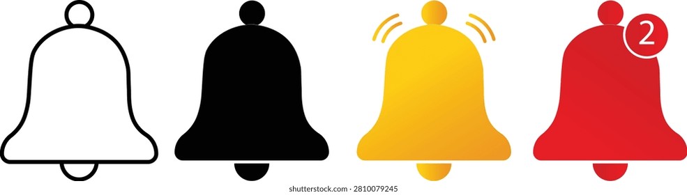 Notification icon. Notification bell icon vector art illustration. ringing bell with badge number and outline icons vector
