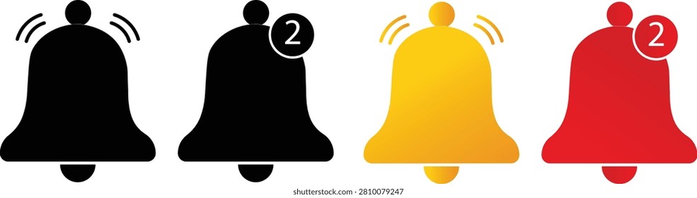 Notification icon. Notification bell icon vector art illustration. ringing bell with badge number and outline icons vector
