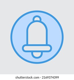 Notification icon in blue style about user interface, use for website mobile app presentation
