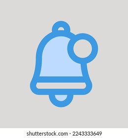 Notification icon in blue style about user interface, use for website mobile app presentation