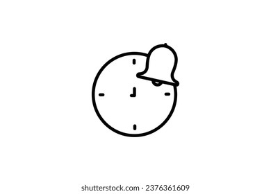 Icono de notificación. reloj con campana. icono relacionado con la advertencia, la notificación. adecuado para sitio web, aplicación, interfaces de usuario, imprimible, etc. Estilo de icono de línea. Diseño de vector simple editable