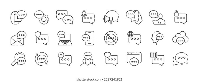 Notification icon collection. Message bubble. Speech bubbles notification design. Linear style. Vector icons