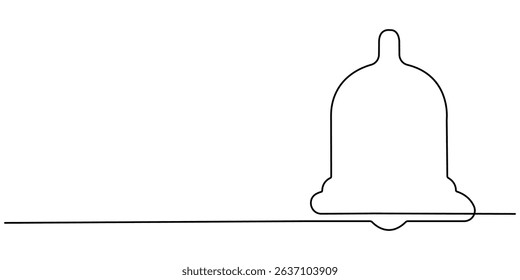 Notification Icon Continuous Line Art Illustration, Continuous one line cartoon doodle hand drawn of yellow bell, Simply golden bell icon isolated on white background, Vector illustration, colors.