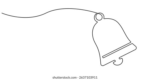 Notification Icon Continuous Line Art Illustration, Continuous one line cartoon doodle hand drawn of yellow bell, Simply golden bell icon isolated on white background, Vector illustration, colors.